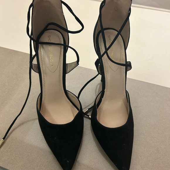 Heels Chic Black Lace-Up Heels by Shoe Republic LA Size 7-Great Shape! - Picture 1 of 8
